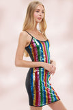 Multi Sequins Stripe Tank Mini Party Dress