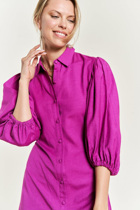Solid Button Down Dress