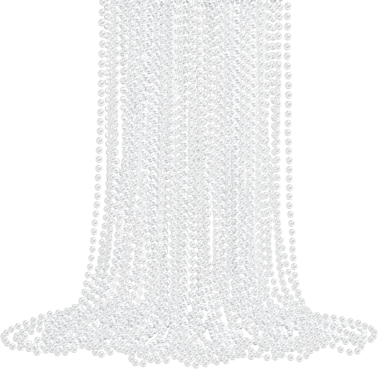 12-Pack Long Faux Pearl Necklaces for Women – 1920s Party & Bridal Favors