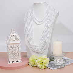 12-Pack Long Faux Pearl Necklaces for Women – 1920s Party & Bridal Favors