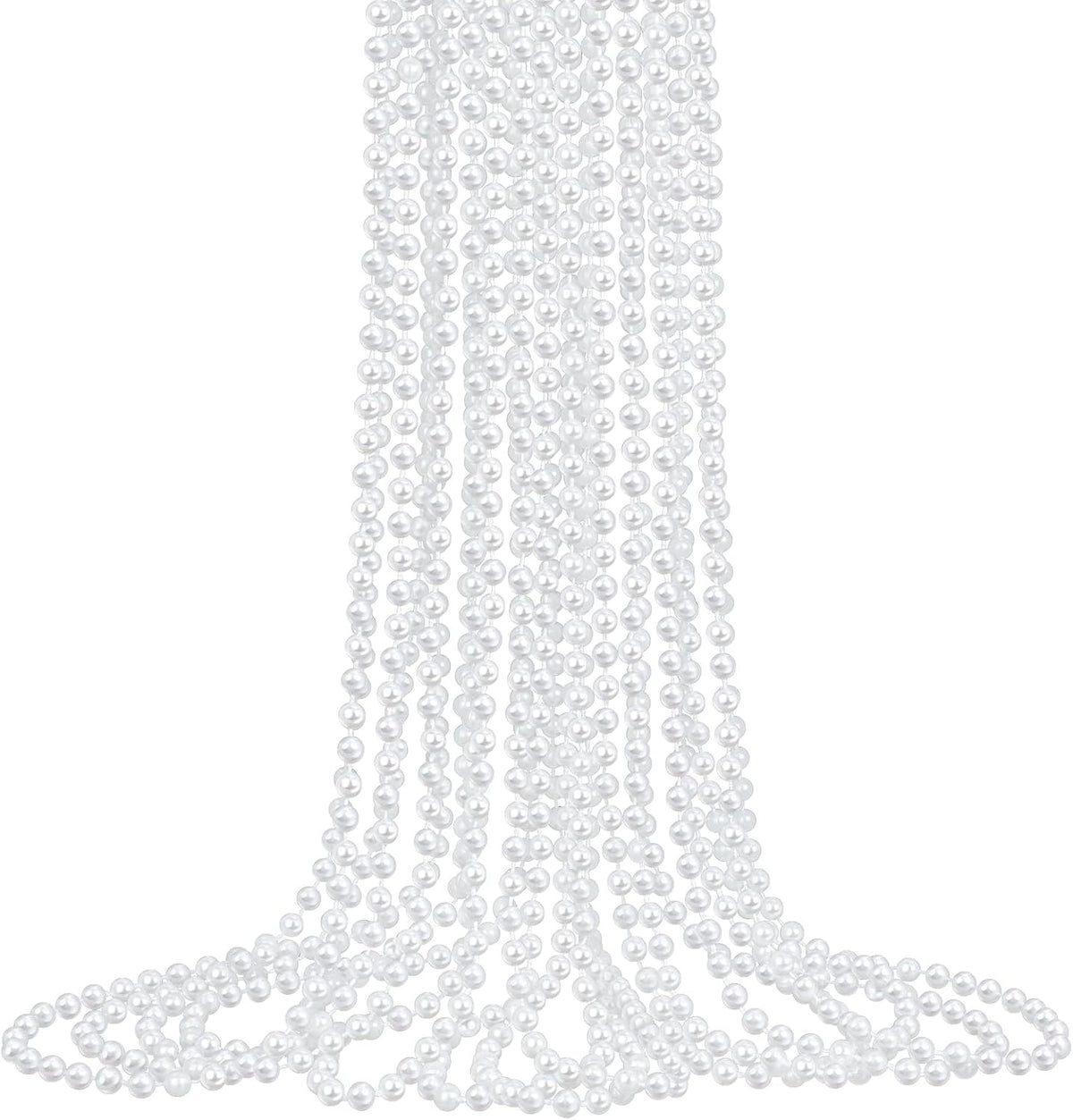 12-Pack Long Faux Pearl Necklaces for Women – 1920s Party & Bridal Favors