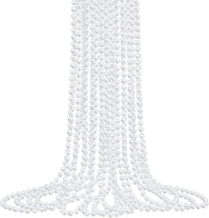 12-Pack Long Faux Pearl Necklaces for Women – 1920s Party & Bridal Favors