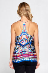 Boho Border Print Sleeveless Top