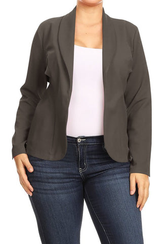 Open front Long sleeves Waist length blazer jacket
