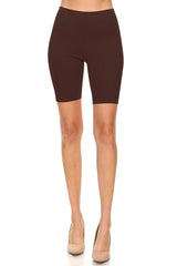Solid High Waist Biker Shorts