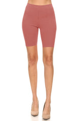 Solid High Waist Biker Shorts
