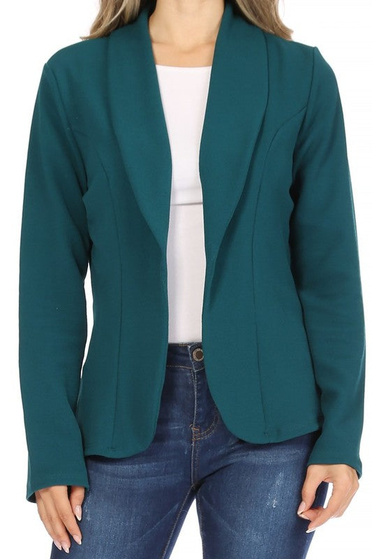 Open Front Long Sleeves Casual Fitted Style Blazer 