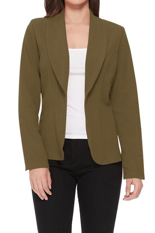 Open Front Long Sleeves Casual Fitted Style Blazer 