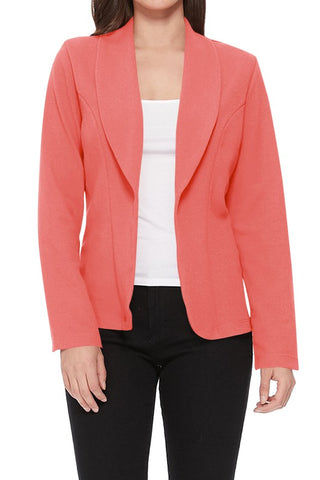 Open Front Long Sleeves Casual Fitted Style Blazer
