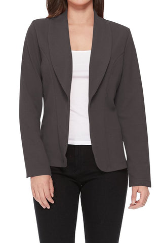 Open Front Long Sleeves Casual Fitted Style Blazer