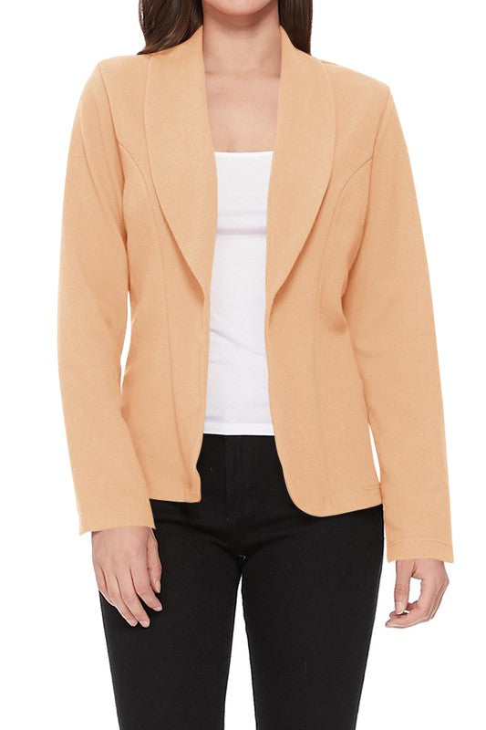 Open Front Long Sleeves Casual Fitted Style Blazer 
