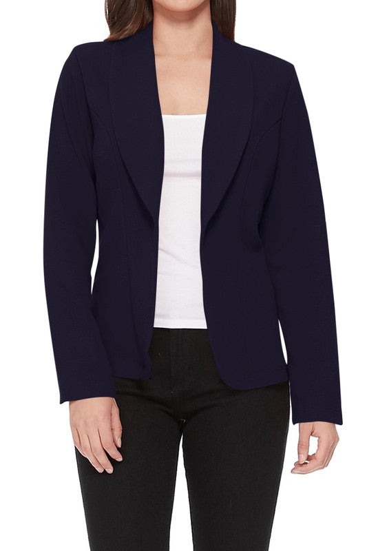 Open Front Long Sleeves Casual Fitted Style Blazer 