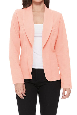 Open Front Long Sleeves Casual Fitted Style Blazer