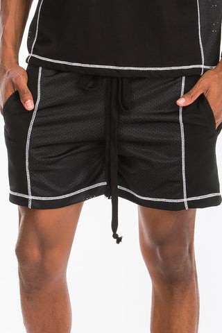 Mens Mesh Shorts With White Contrast Stitch