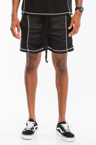 Mens Mesh Shorts With White Contrast Stitch