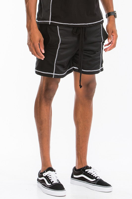 Mens Mesh Shorts With White Contrast Stitch