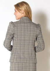 Span Plaid Notch Collar Tweed Blazer in Xs 