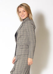 Span Plaid Notch Collar Tweed Blazer in Xs 