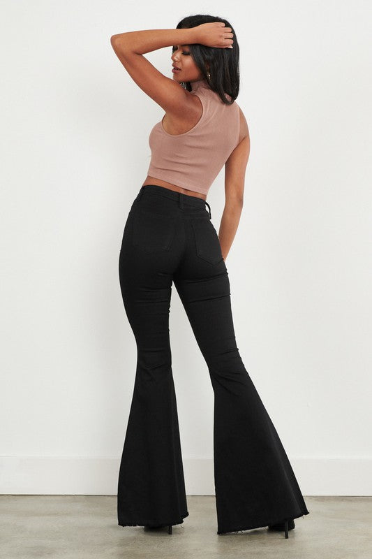 High Waisted Flare Jeans in Black