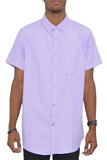 Mens Solid Short Sleeve Button Down Shirts