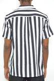 Mens Short Sleeve Striped Button Down Print Shirt