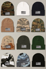 USA Flag Embroidery Patch Foldable Cuff Beanie Hat