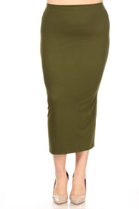 Solid Midi Skirt in a Pencil Silhouette