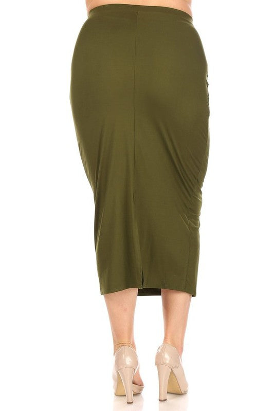 Solid Midi Skirt in a Pencil Silhouette