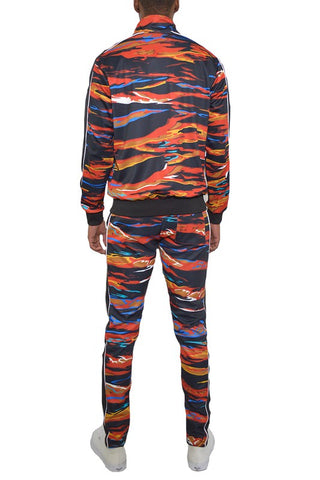 Men's Print Full Zip Track Suit Colorfull Set