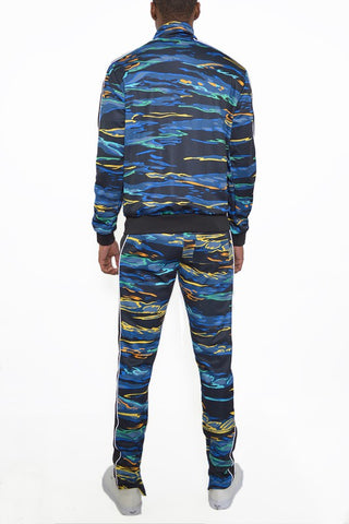 Men's Print Full Zip Track Suit Colorfull Set