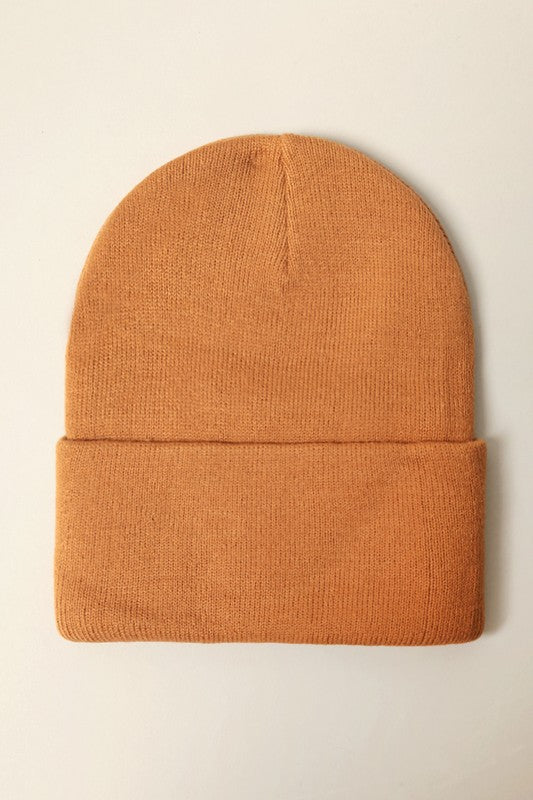 Winter Solid Color Cuff Knitted Beanie Hat