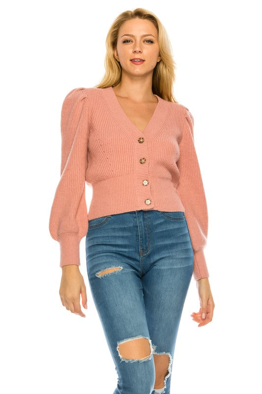 Rose Button front Sweater