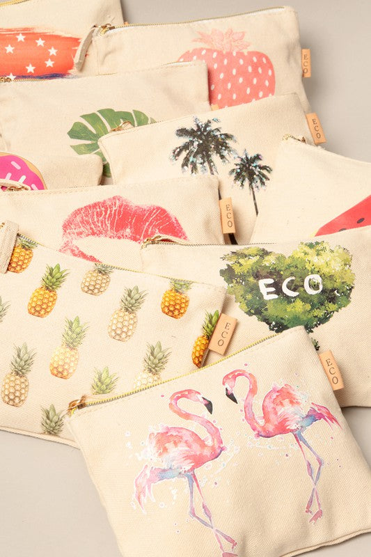 Multi Images Cotton Canvas Eco Pouch Bags