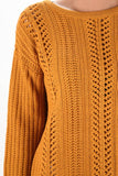 Leaf Crochet Detailed Rolled Up Sleeve Sweater