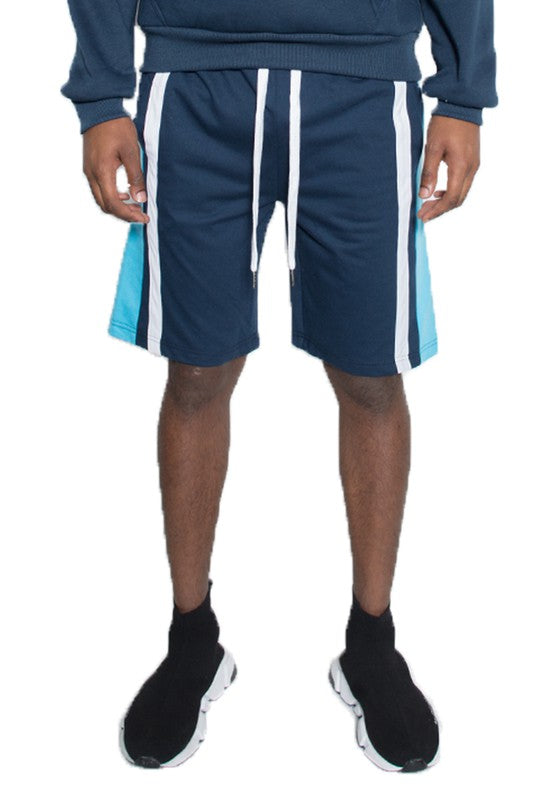 Weiv Mens Color Block Stripe Sweat Shorts