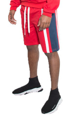 Weiv Mens Color Block Stripe Sweat Shorts 