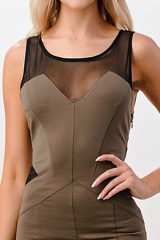 Cutout Mesh Bodycon Dress