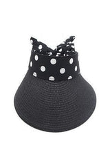 Wide Brim Straw Sun Visor Uv Protection Dot Hat 