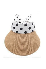 Wide Brim Straw Sun Visor Uv Protection Dot Hat 