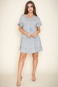 Solid Ruffle Triple Tiered Midi Dress