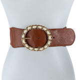 Gold Circle Buckle Elastic Band Belt