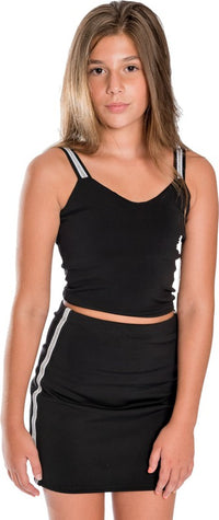 Kids Elastic Strap Crop Top and Skirt Dress Set