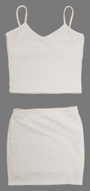 KIDS BANDAGE CROP TOP AND SKIRT SET