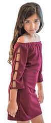 Kids Off the Shoulder Ladder Dress