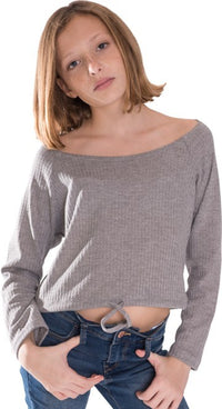 Kids Waffle Off the Shoulder Top