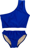 GIRL'S TWO PIECE ONE SHOULDER BATHING SUIT