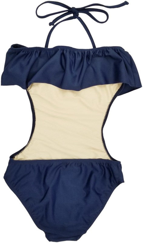 Girls One Piece Ruffle Bathing Suit