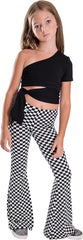 Kids Checkerboard Print Bell Bottom Pants