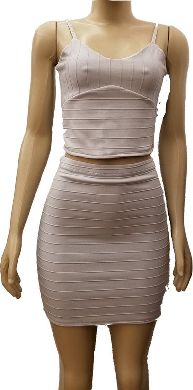 Junior's Bandage Crop Top and Skirt Sets