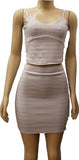 Junior's Bandage Crop Top and Skirt Sets